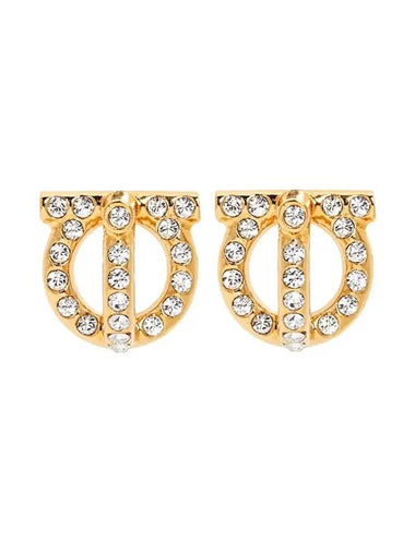 Gancini 3D Crystal Earrings Gold - SALVATORE FERRAGAMO - BALAAN 1