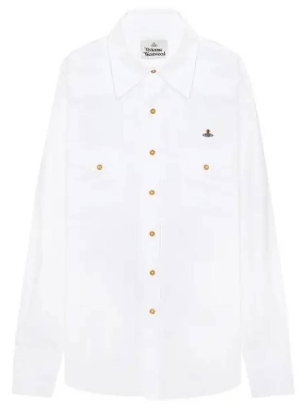 ORB Logo Cotton Long Sleeve Shirt White - VIVIENNE WESTWOOD - BALAAN 2