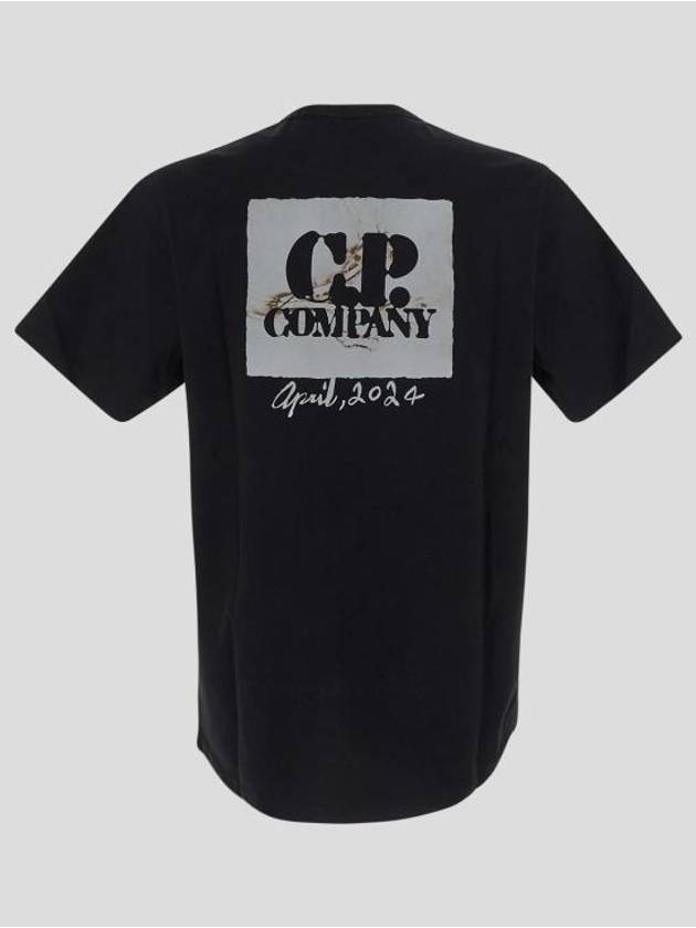 30/2 Mercerized Jersey Twisted Graphic Short Sleeve T-Shirt Black - CP COMPANY - BALAAN 3