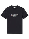 Logo Print Short Sleeve T-Shirt Black - BALLY - BALAAN 3