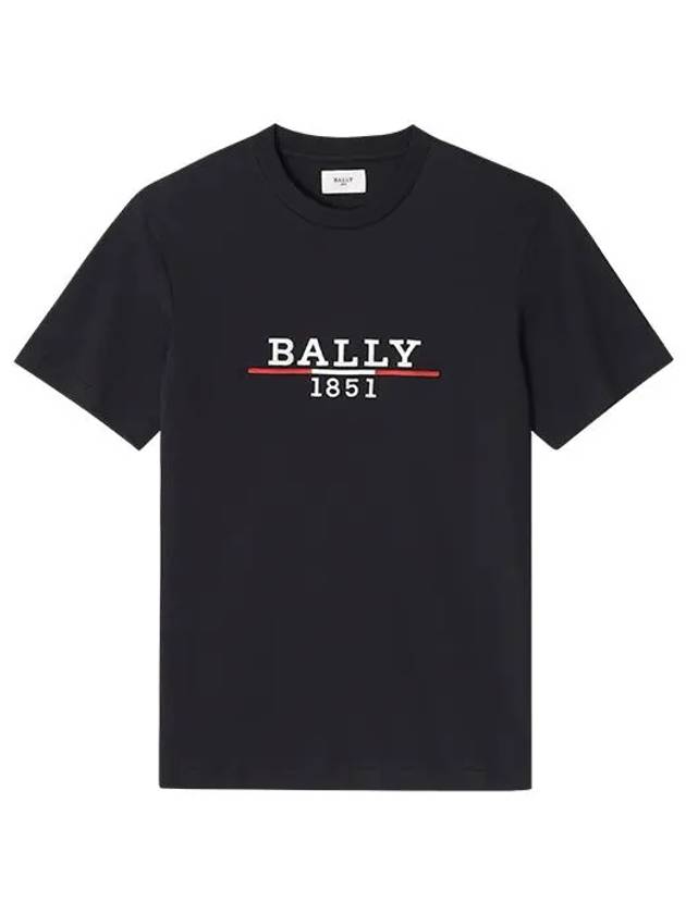 Logo Print Short Sleeve T-Shirt Black - BALLY - BALAAN 2