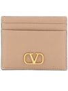 V Logo Signature Card Wallet Rose Cannelle - VALENTINO - BALAAN 1