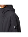 Men's Logo Wappen Shell R Hooded Long Jacket Black - CP COMPANY - BALAAN.