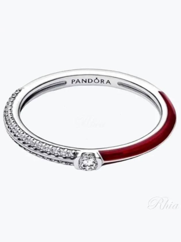 Mi Pave Red Dual Ring Silver - PANDORA - BALAAN 2