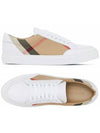 House Check Leather Sneakers Optic White - BURBERRY - BALAAN 3