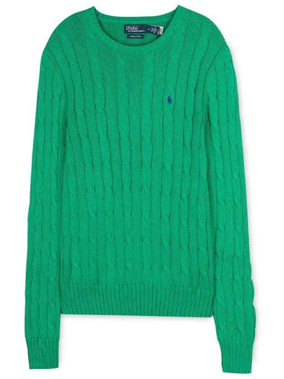 Embroidered Logo Pony Cable Knit Top Green - POLO RALPH LAUREN - BALAAN 2