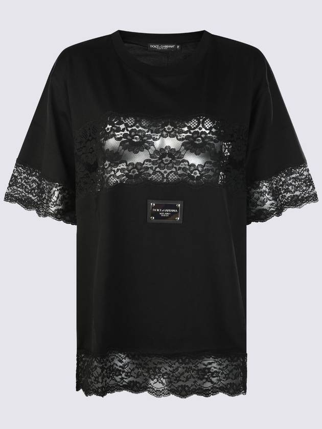 23 fw T-shirt WITH Lace Insert Dolce GABBANA F8T43T FU7EQ N0000 B0230463428 - DOLCE&GABBANA - BALAAN 3