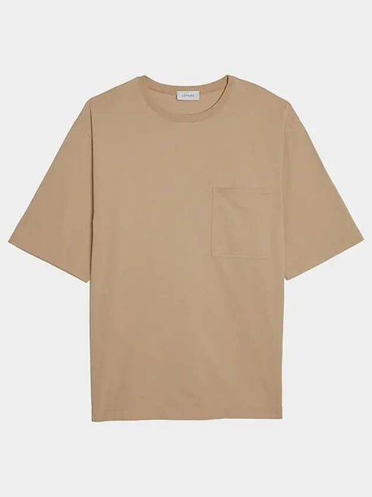 Men's Boxy Jersey Woven Pocket Short Sleeve T-Shirt Beige - LEMAIRE - BALAAN 2