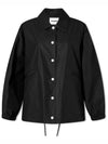 Back Logo Print Drawstring Cotton Shirt Jacket Black - JIL SANDER - BALAAN 5