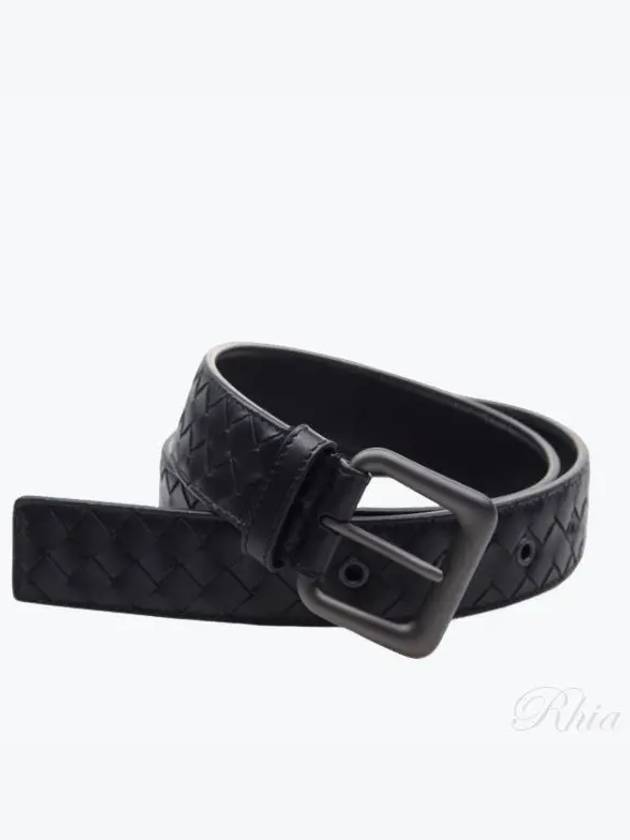 Intreciato Leather Belt Black - BOTTEGA VENETA - BALAAN 2