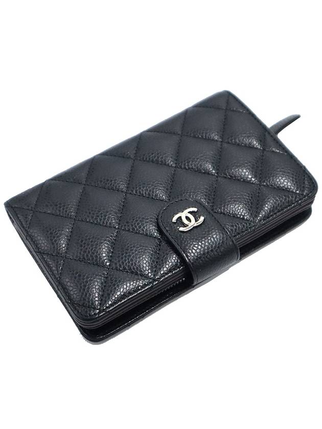 Chanel A48667 Black Caviar Silver CC Logo 2 tier Medium Wallet 18th - CHANEL - BALAAN 3