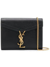 Cassandra Monogram Chain Shoulder Bag Black - SAINT LAURENT - BALAAN 3