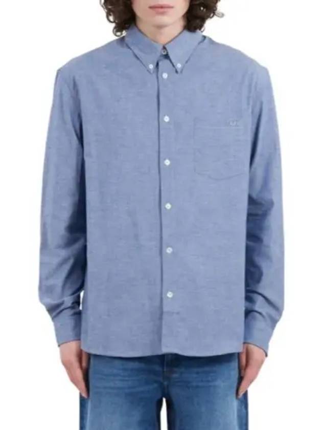 Edouard Logo Long Sleeve Shirt Blue - A.P.C. - BALAAN 1