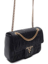 Goffre Leather Chain Shoulder Bag Black - PRADA - BALAAN 4