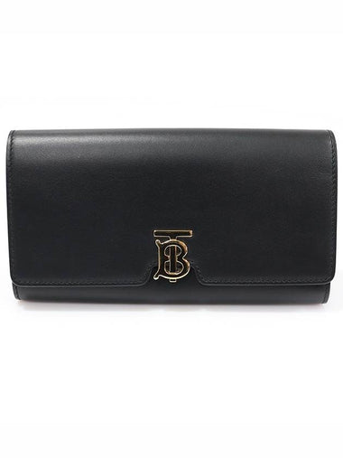 80551541 Black leather gold plated TB Continental long wallet - BURBERRY - BALAAN 1