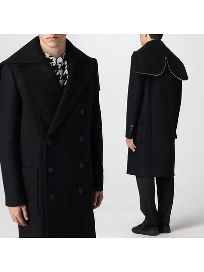 Breasted Wool Double Coat Black - BALMAIN - BALAAN 2