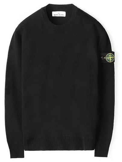 Light Wool Crewneck Knit Top Black - STONE ISLAND - BALAAN 2