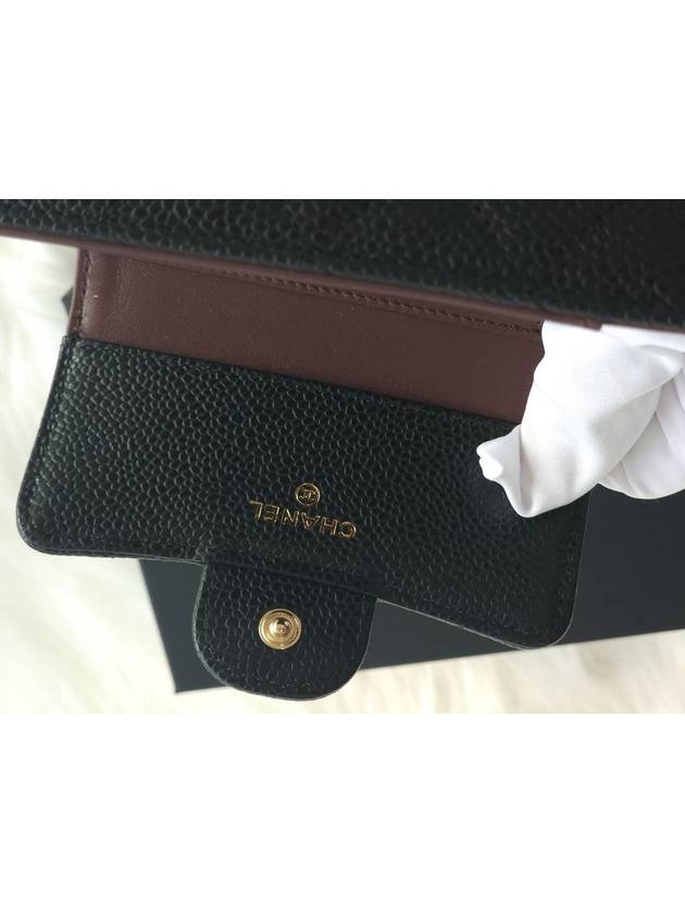 Small Classic Flap Wallet Grained Calfskin & Gold Black - CHANEL - BALAAN 3