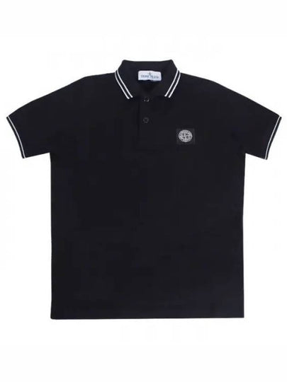 Kids Pinstripe Details Short Sleeve PK Shirt Black - STONE ISLAND - BALAAN 2