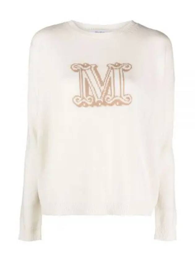 Edo M Logo Cashmere Knit Top White - MAX MARA - BALAAN 2