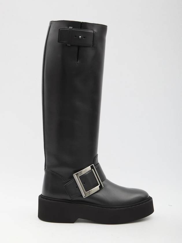 Viv Ranger Biker Leather Long Boots Black - ROGER VIVIER - BALAAN 2