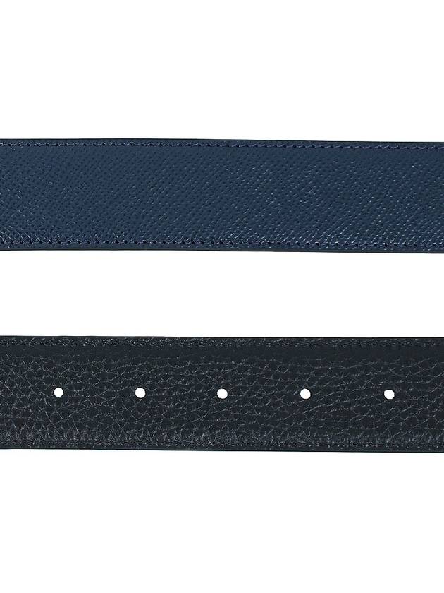 Silver Gancini Reversible Leather Belt Ultramarine Black - SALVATORE FERRAGAMO - BALAAN 5