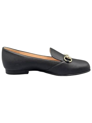 Women's Horsebit Leather Loafers Black - GUCCI - BALAAN 1