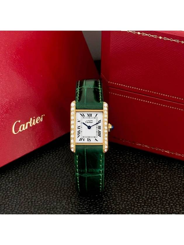 Must Tank Quartz White Roman Dial Women s Diamond Crocodile Leather Watch - CARTIER - BALAAN 5