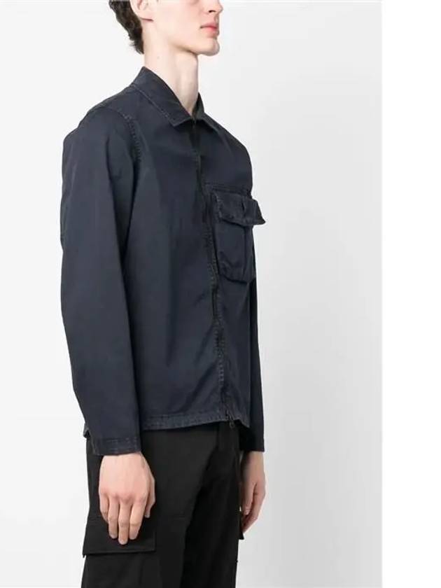 Garment Dyed Stretch Cotton Overshirt Navy - STONE ISLAND - BALAAN 4