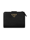 Small Saffiano Leather Half Wallet Black - PRADA - BALAAN 3