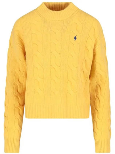 Embroidery Pony Cable Mock Neck Knit Top Yellow - POLO RALPH LAUREN - BALAAN 2