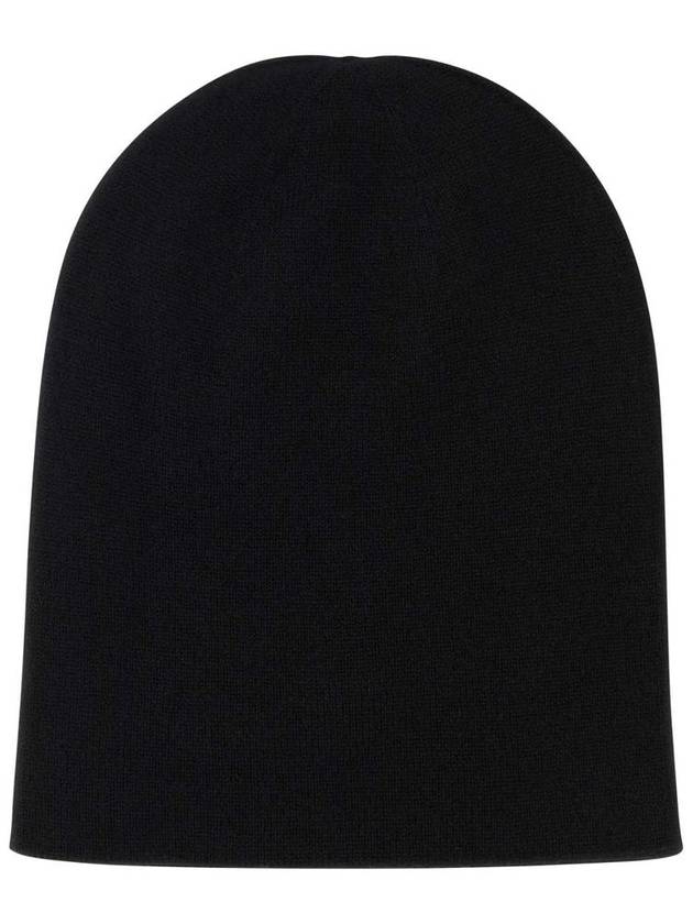 Logo Embroidered Cashmere Beanie Black - SAINT LAURENT - BALAAN 4