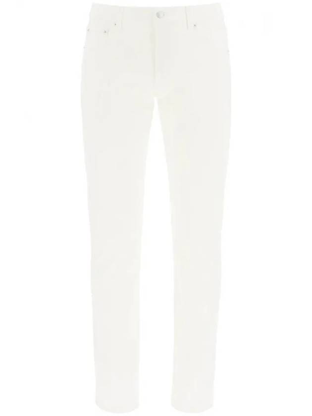 Men's Logo Embroidered Straight Pants White - ALEXANDER MCQUEEN - BALAAN.