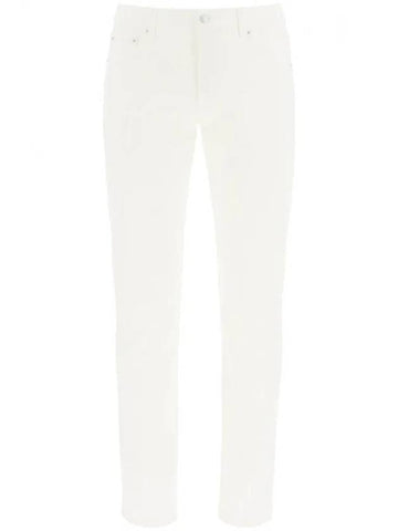 Men's Logo Embroidered Straight Pants White - ALEXANDER MCQUEEN - BALAAN.