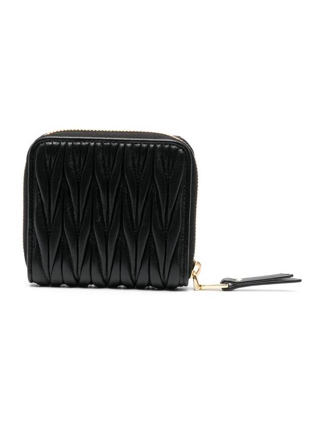 Matelasse Logo Zip Around Half Wallet Black - MIU MIU - BALAAN 3