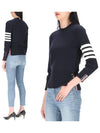 Milano Stitch Crewneck 4-Bar Cotton Crepe Knit Top Navy - THOM BROWNE - BALAAN 2