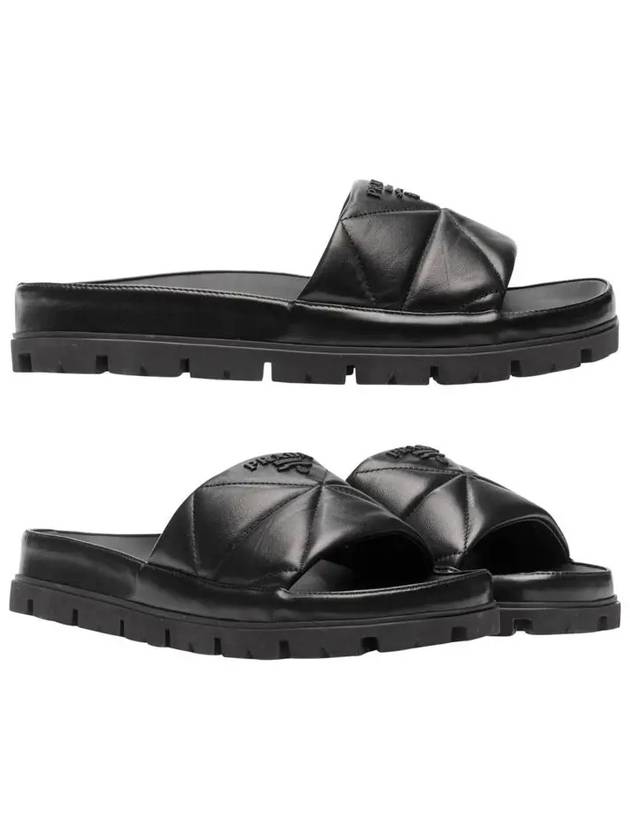 Quilted Nappa Leather Slide Slippers Black - PRADA - BALAAN 2