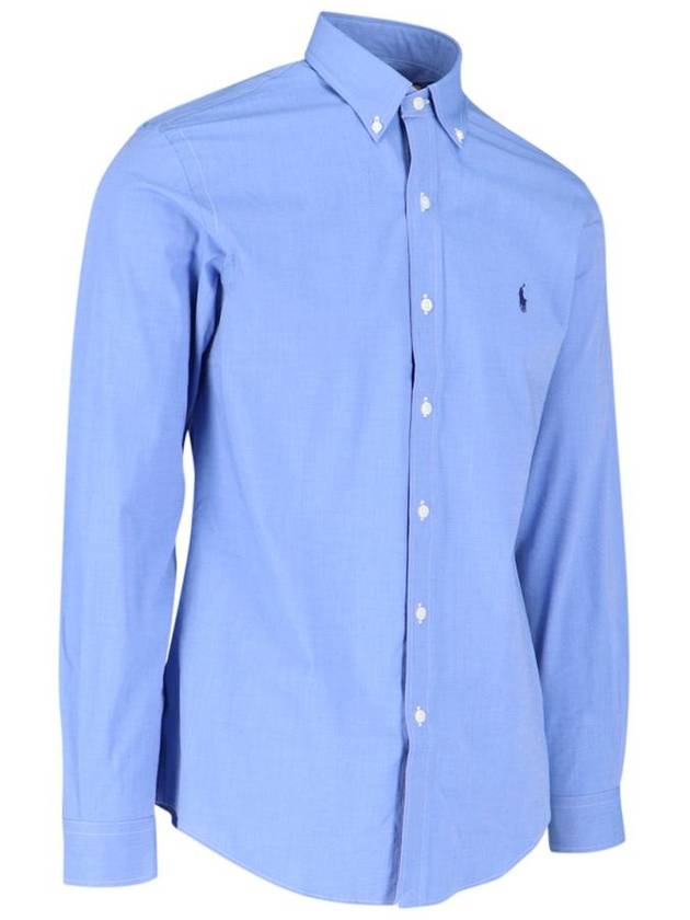 Embroidered Logo Pony Long Sleeve Shirt Blue - POLO RALPH LAUREN - BALAAN 3