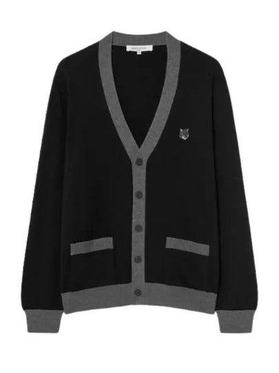 Bold Fox Head Patch Two-Tone Cardigan Black - MAISON KITSUNE - BALAAN 2