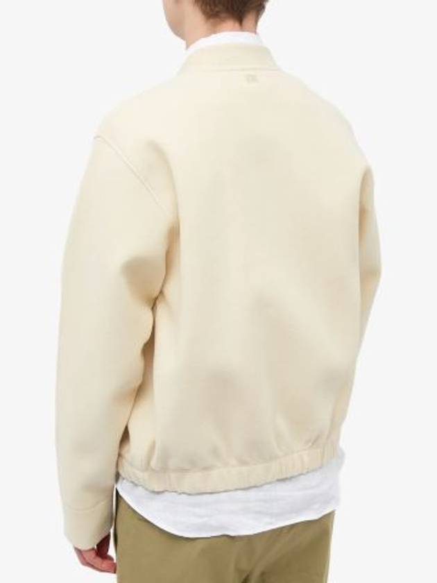 Zip-Up Blouson Jacket Ivory - AMI - BALAAN 4