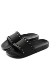 Rubber Rockstud Slippers Black - VALENTINO - BALAAN 2