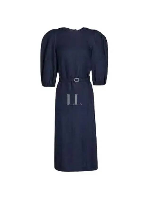 Women's Balloon Sleeve Midi Dress Navy - CHLOE - BALAAN 2