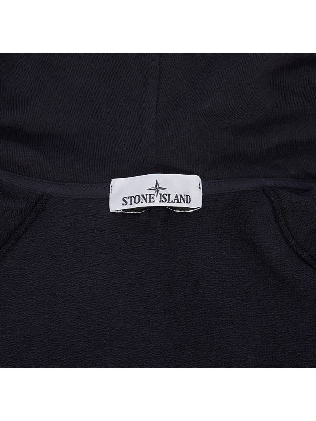 Men's Garment Dyed Malfile Zip Up Hoodie Navy - STONE ISLAND - BALAAN 11