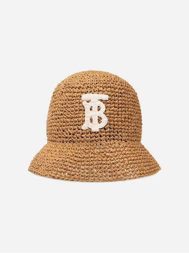 Monogram Motif Raffia Effect Bucket Hat Beige - BURBERRY - BALAAN 1