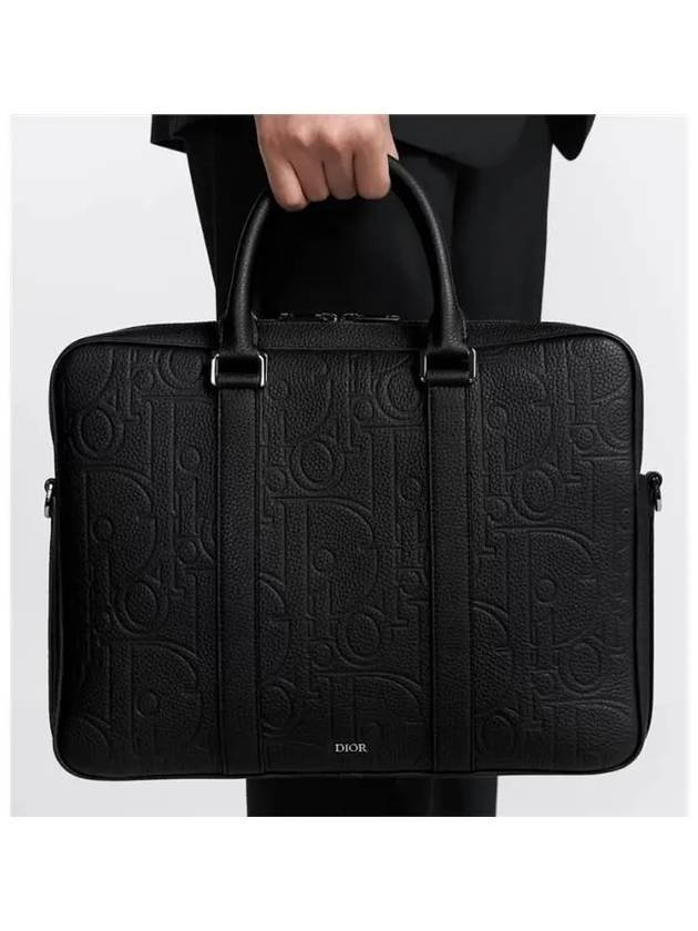 Gravity Logo Grained Calfskin Briefcase Black - DIOR - BALAAN 7