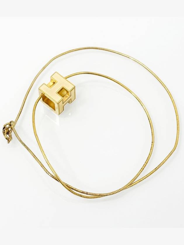 Gold H Cube Pendant Snake Necklace 4VHEA36618 - HERMES - BALAAN 8