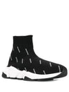 Speed ​​All Over Logo High Top Sneakers Black - BALENCIAGA - BALAAN 2