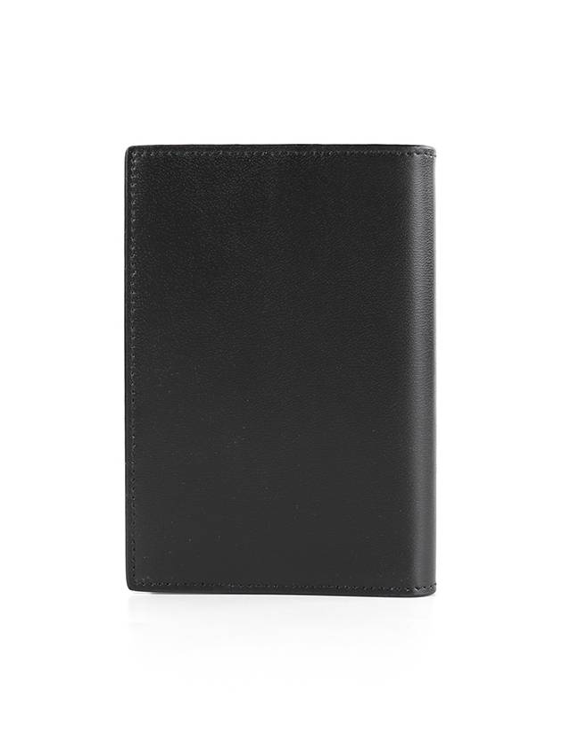 Tiny Cassandre Monogram Silver Leather Passport Wallet Black - SAINT LAURENT - BALAAN 3