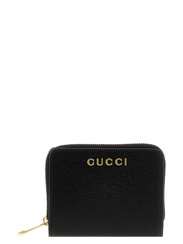 Script Leather Mini Card Wallet Black - GUCCI - BALAAN 1