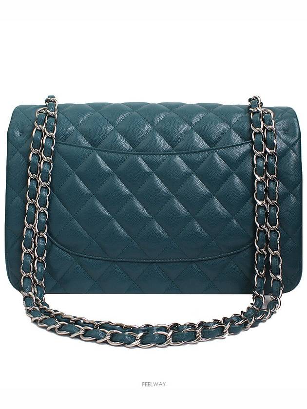 Classic Jumbo Caviar Malachite Green Silver Shoulder Bag No 26 - CHANEL - BALAAN 3